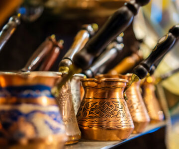 Symbolic turkish coffee pots from bronze